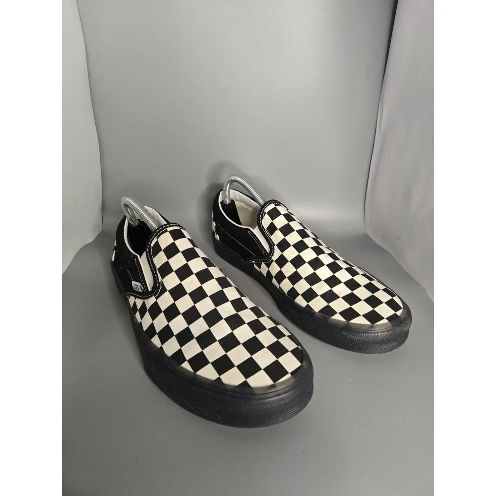 Vans Classic Slip-On Checkerboard Shoes Black White Mens Size 9 Womens 10.5...